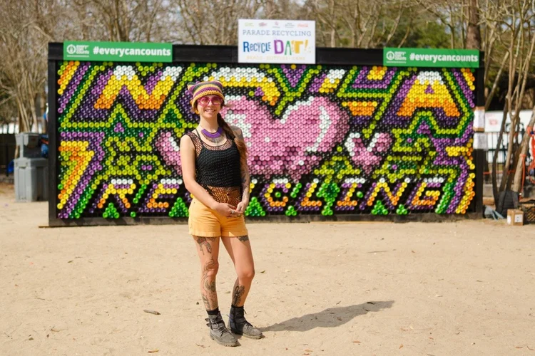 RecycleDAT bottle-cap mural sponsored by partner brands